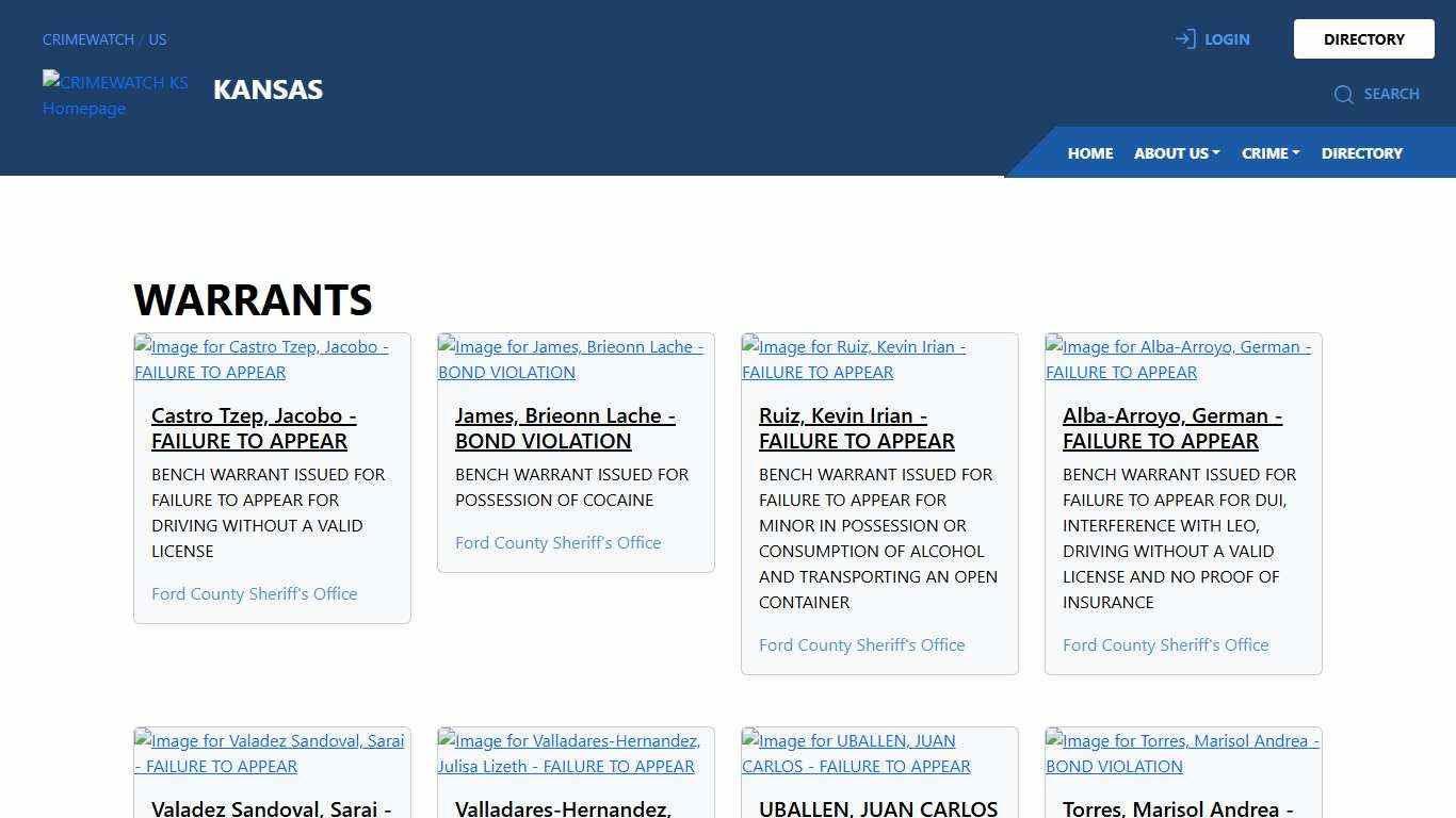 Kansas Warrants CRIMEWATCH